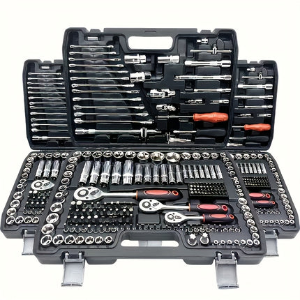Multi-Functional Car Repair Tool Kit, Upgraded Black 46 Black 216, Equipped with Plastic Storage Box,