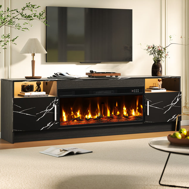 TV Stand with 36" Fireplace | Media Entertainment Center for TVs Up to 80",