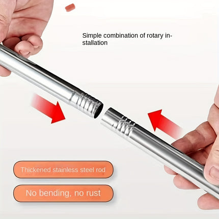 1set Stainless Steel Ceiling Mop - Long-Reach Rotating Floor Mop with 2 Original Mop