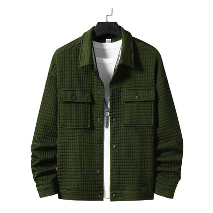 Men's Casual Jacquard Plaid Baggy Coat Shirt