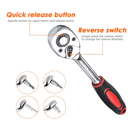 172pcs Socket Wrench Set Ratchet Wrench Toolbox Chrome Vanadium Steel Ratchet Wrench Tool Screwdriver Wrench Batch Nut Set