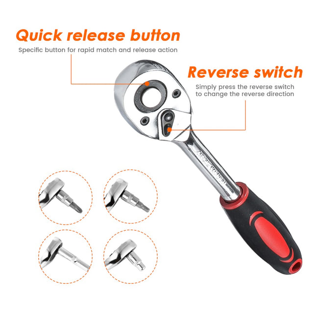 172pcs Socket Wrench Set Ratchet Wrench Toolbox Chrome Vanadium Steel Ratchet Wrench Tool Screwdriver Wrench Batch Nut Set