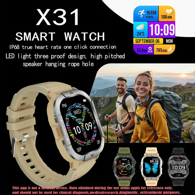 New Men's Outdoor Sports Smartwatch with Illumination, 2.01-inch Full Touchscreen,