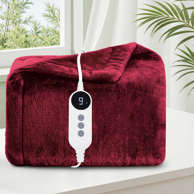 Cozy Warm Double-sided Flannel Heated Blanket With 9 Heating Levels & 2/4/6/10 Hours Auto Off