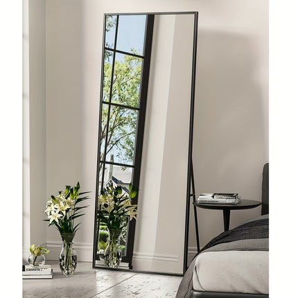 Full Body Mirror, Large Mirror, Bedroom Mirror With Black Aluminium Frame, Black, 65"x22"
