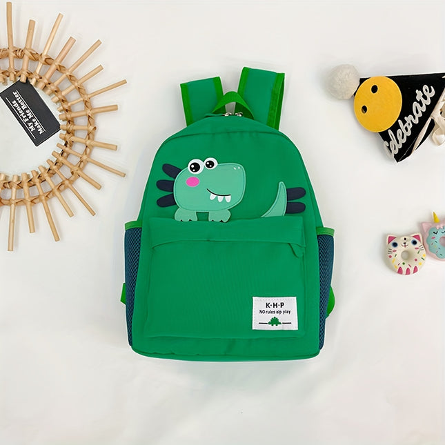 Lightweight Cartoon Dinosaur Backpack for Kids - Adjustable Strap, Polyester Lining, Casual Style