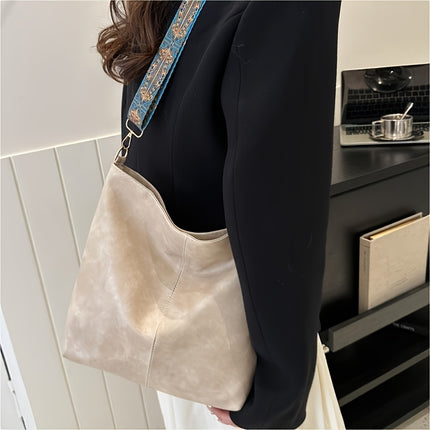 Women's Large Bohemian Style Shoulder Bag - Vintage Wide Strap Crossbody Bag with Adjustable Strap