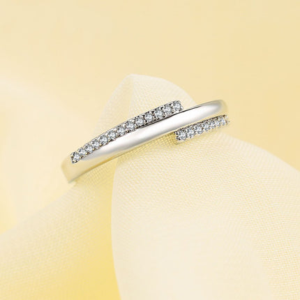 Sleek And Stylish Zircon Micro-pave Platinum-plated Ring For Women