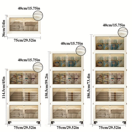 1pc40.01cm multi-layer multifunctional folding storage cabinet, with huge storage space