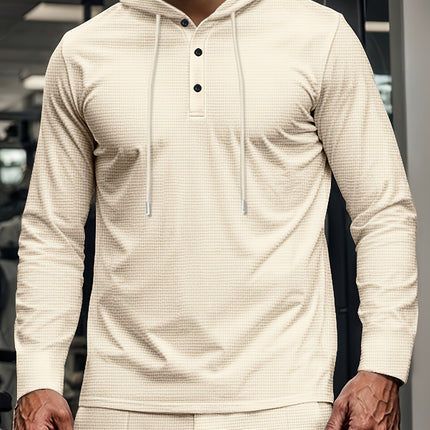 Men's Casual Sportswear Set - Hooded Long Sleeve Top & Joggers with Drawstring, Polyester Blend, Perfect for Spring/Fall Outdoor Activities