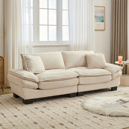 Sofa Designed for Two, Featuring Deep Seating And Corduroy Double-Layer Cushions