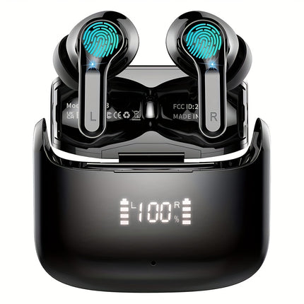 Wireless Headphones 5.3 Stereo Bass Earphones, Ear Buds 40H Dual Mic Call,