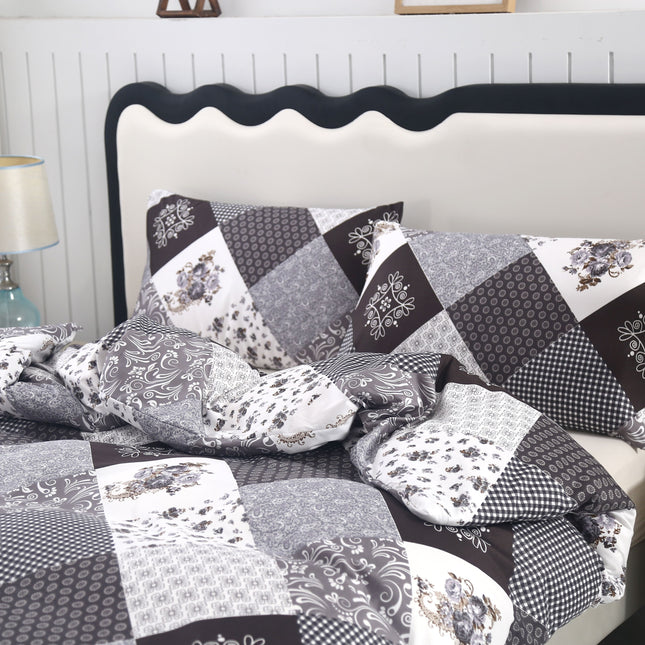 3pcs Polyester Flannel Quilt Set with Floral & Geometric Patterns - Soft, Comfortable, Breathable