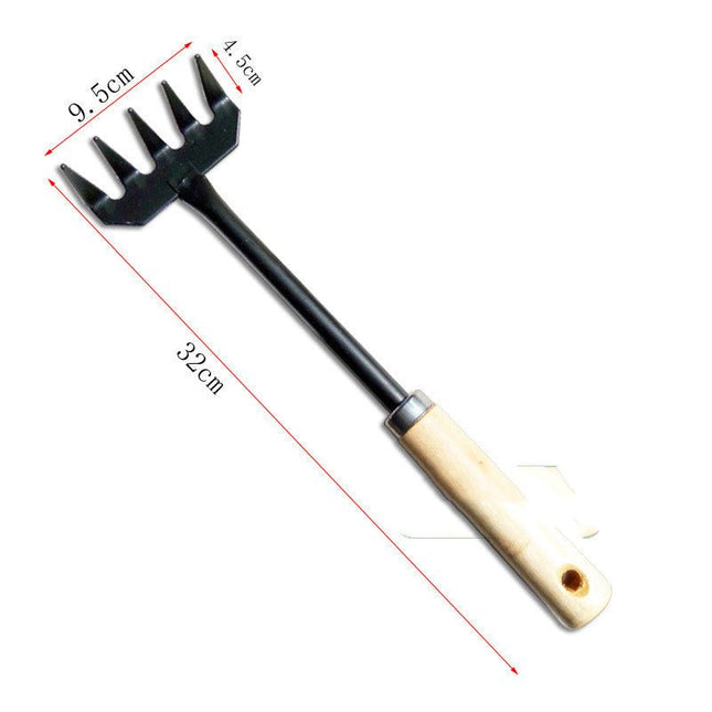 Garden Garden Tools Wooden Handle Rake Five Tooth Rake - GARDIWALL