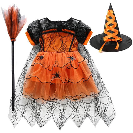 Halloween Costume Girls Princess Spider Mesh Dress Children - GARDIWALL