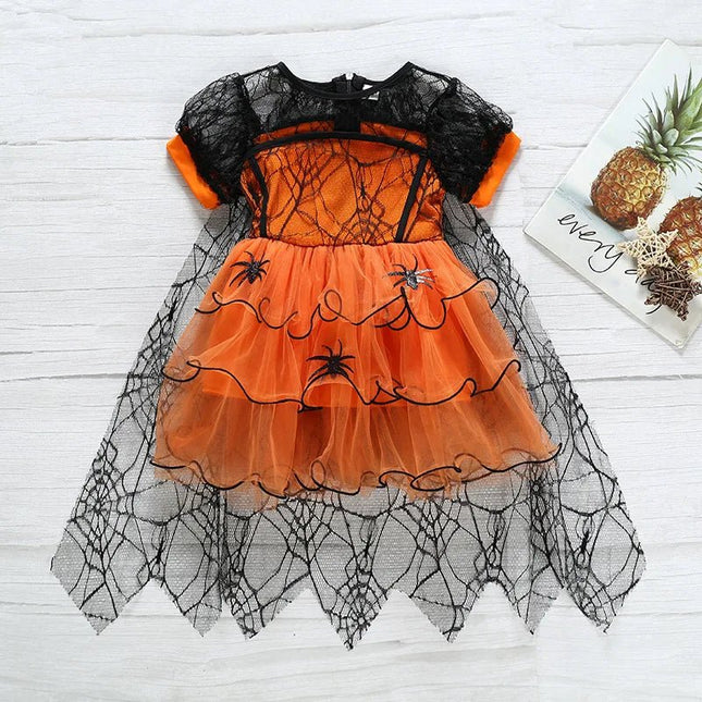 Halloween Costume Girls Princess Spider Mesh Dress Children - GARDIWALL