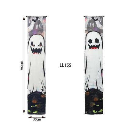 Halloween Trick - or - Treat Themed Porch Banner Hanging Door Curtain Pumpkin Ghost Home - GARDIWALL