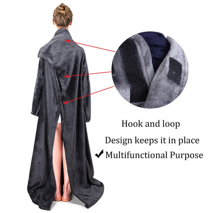 Household Large Pocket Multi - functional Wearable Lazy Sleeve Antistatic Flannel Blanket - GARDIWALL