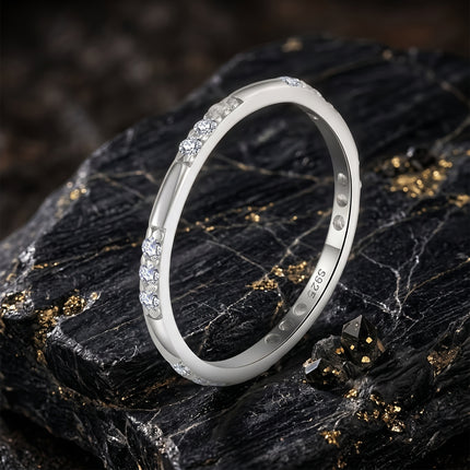925 Sterling Silver Delicate Eternity Band CZ Ring in Sterling