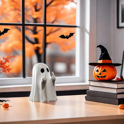 Middle Finger Cute Ghost Statue, Ghosts Small Scary Ghost Figurines, - GARDIWALL