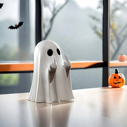 Middle Finger Cute Ghost Statue, Ghosts Small Scary Ghost Figurines, - GARDIWALL