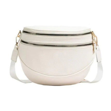 Parchment PU Leather Double Zipper Crossbody Bag - GARDIWALL