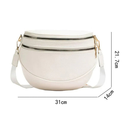 Parchment PU Leather Double Zipper Crossbody Bag - GARDIWALL