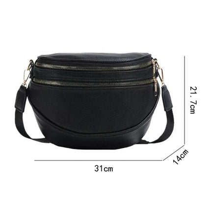 Parchment PU Leather Double Zipper Crossbody Bag - GARDIWALL