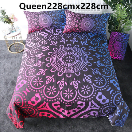 Purple crochet quilt cover three - piece bedding set - GARDIWALL