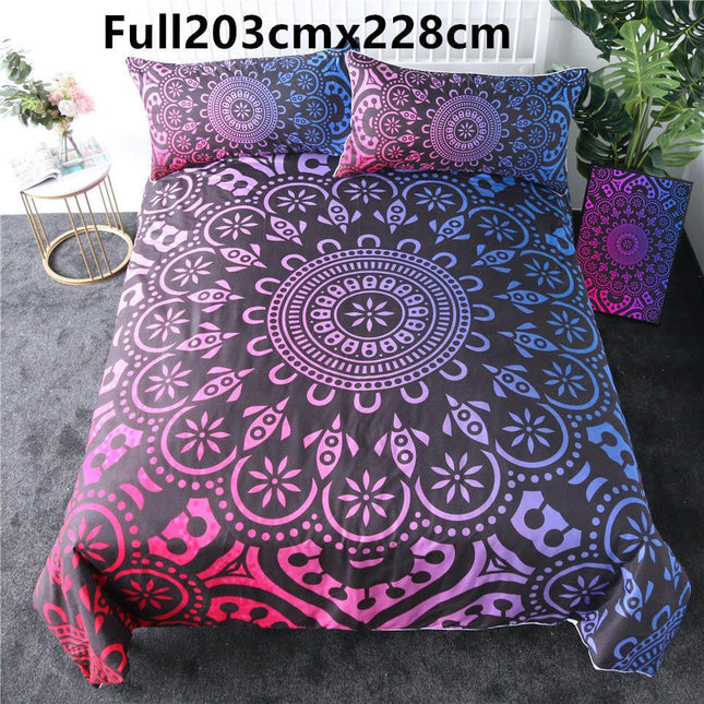 Purple crochet quilt cover three - piece bedding set - GARDIWALL
