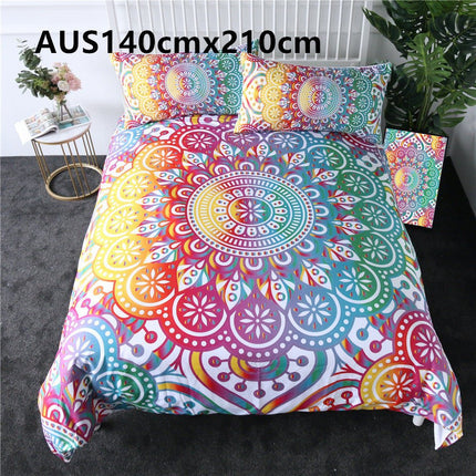 Purple crochet quilt cover three - piece bedding set - GARDIWALL