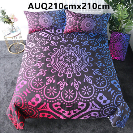 Purple crochet quilt cover three - piece bedding set - GARDIWALL