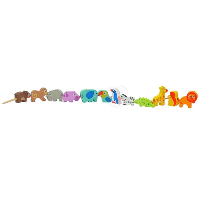 Safari Animal Shaped Wooden Threading Blocks