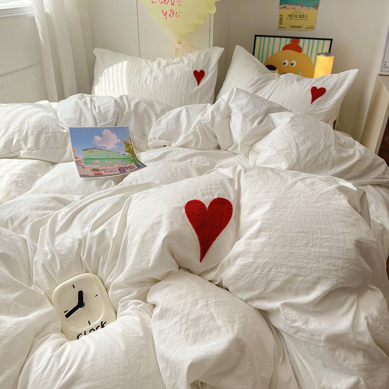 Soft Glutinous Skin - friendly Washed Cotton Love Towel Embroidery Three Or Four Piece Suit - GARDIWALL