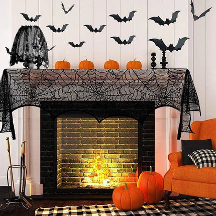 Spider Web Skeleton Skull Tablecloth - GARDIWALL