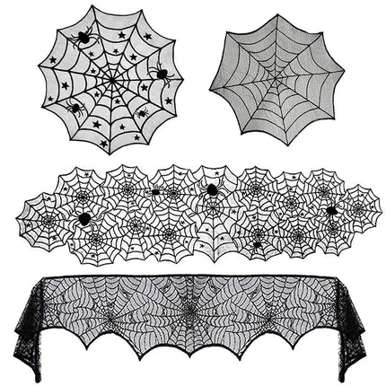 Spider Web Skeleton Skull Tablecloth - GARDIWALL