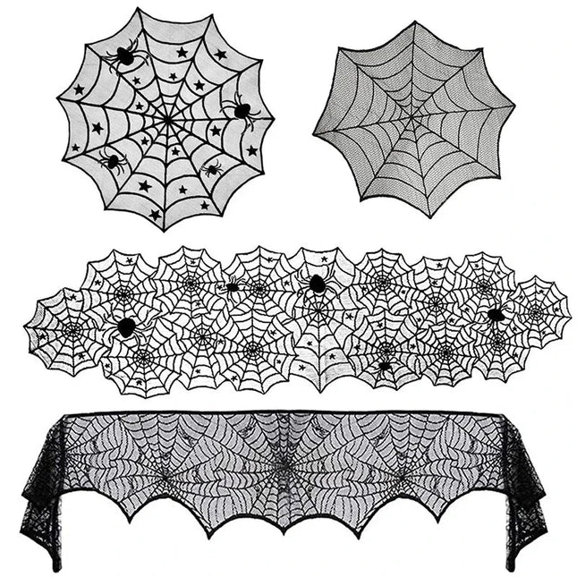 Spider Web Skeleton Skull Tablecloth - GARDIWALL
