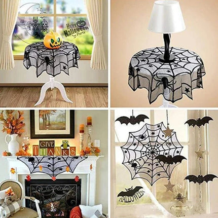 Spider Web Skeleton Skull Tablecloth - GARDIWALL