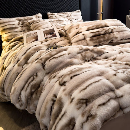 Winter Thickened Rabbit Plush Four - piece Milk Coral Velvet - GARDIWALL