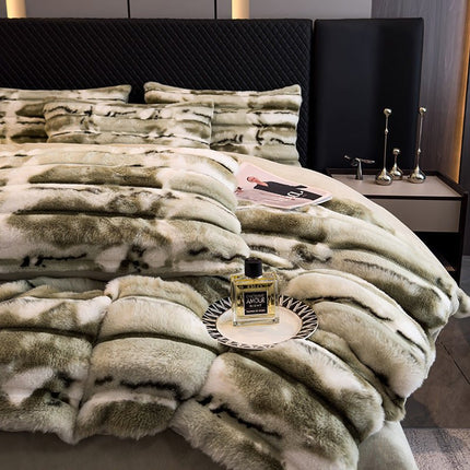 Winter Thickened Rabbit Plush Four - piece Milk Coral Velvet - GARDIWALL