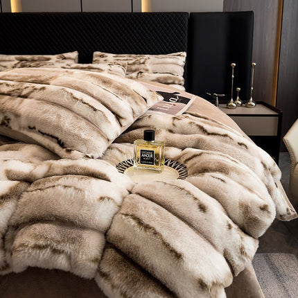 Winter Thickened Rabbit Plush Four - piece Milk Coral Velvet - GARDIWALL