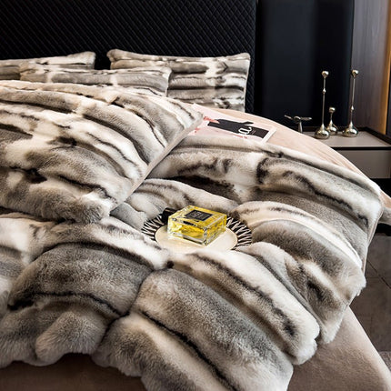 Winter Thickened Rabbit Plush Four - piece Milk Coral Velvet - GARDIWALL