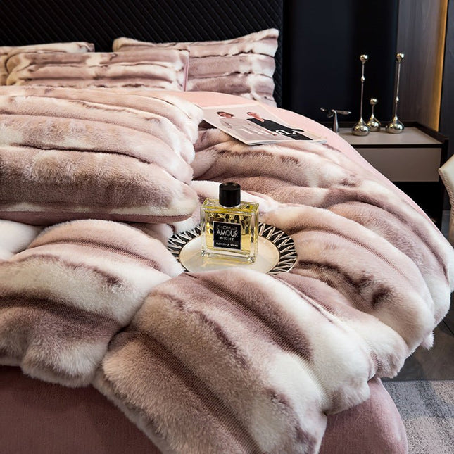 Winter Thickened Rabbit Plush Four - piece Milk Coral Velvet - GARDIWALL