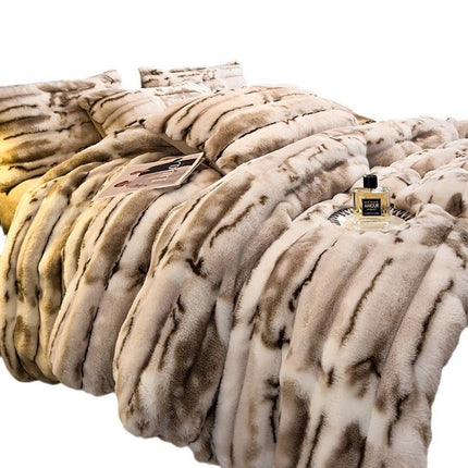 Winter Thickened Rabbit Plush Four - piece Milk Coral Velvet - GARDIWALL