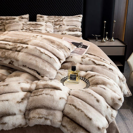 Winter Thickened Rabbit Plush Four - piece Milk Coral Velvet - GARDIWALL