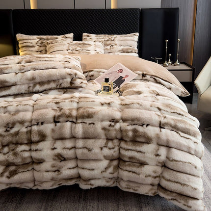 Winter Thickened Rabbit Plush Four - piece Milk Coral Velvet - GARDIWALL